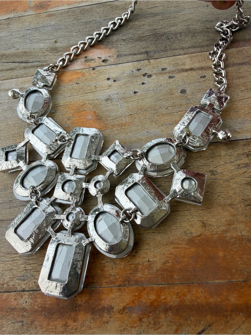 Oversized Clear Crystal Statement Necklace | Chunky Rhinestone Bib Necklace - Picture 4 of 6